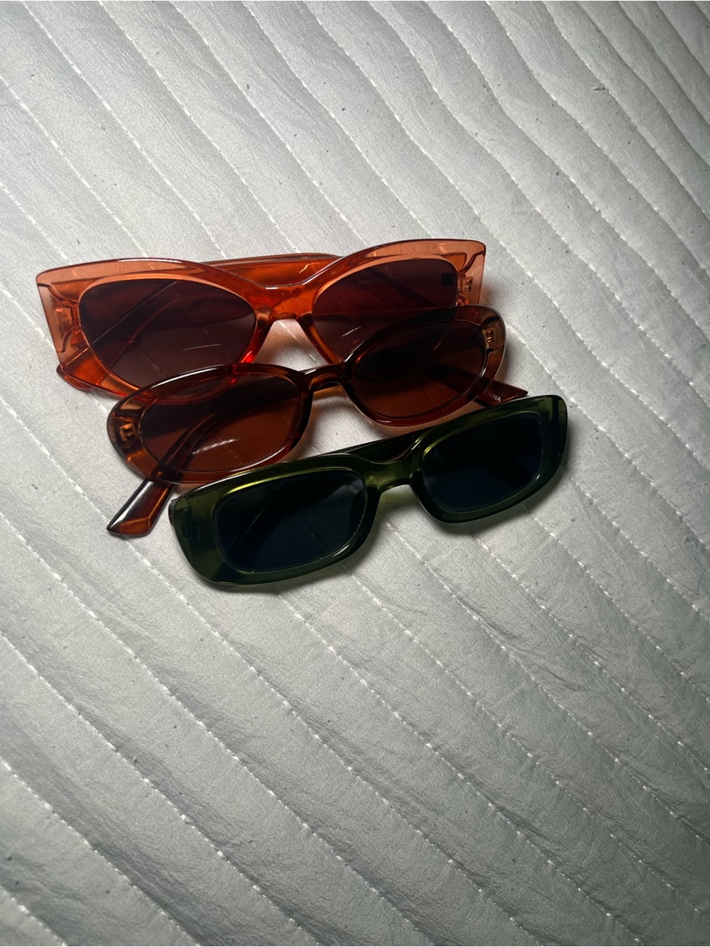 3pc Sunglasses Bundle Tortoise Orange Green Retro Cat Eye Y2K